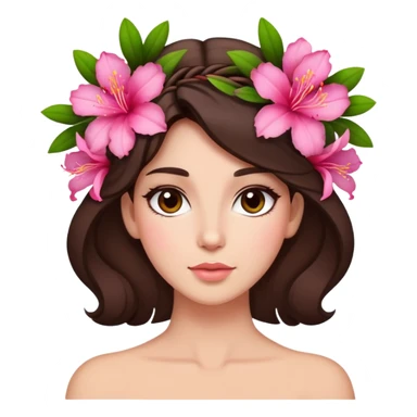 Azelea flower in brunette's hair sticker