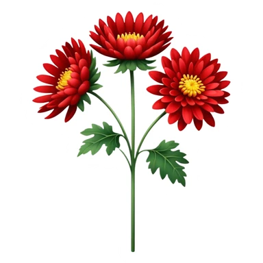 single Bright Red Chrysanthemum, straight stem sticker