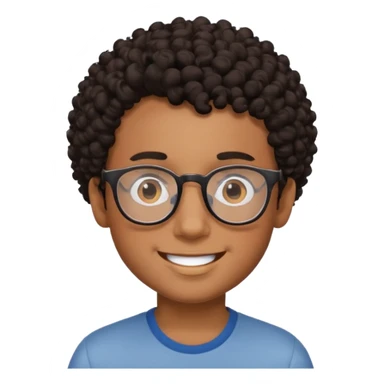 A black curly boy with classes sticker