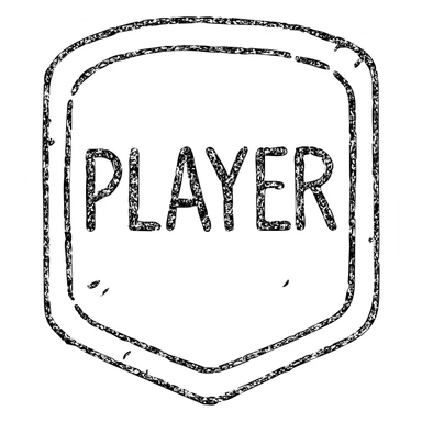 minimalist hand-drawn outlined icon of a player for DnD TTRPGs, worn distressed sticker