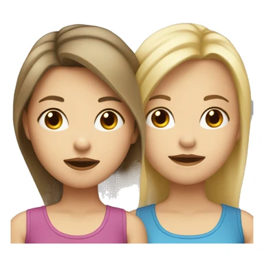 Two girls kissing one with brunette hair and the other blond both white  sticker