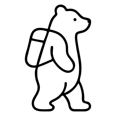 A bear wearing a backpack, standing upright sticker