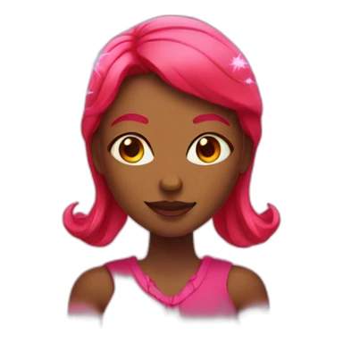 Red woman with pink magic sticker