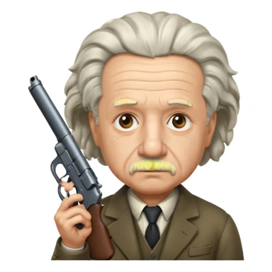 Albert Einstein holding a gun sticker