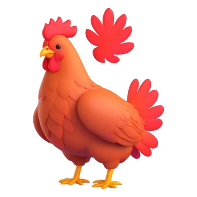 a sunburnt chicken, comical and expressive, with red skin and ruffled feathers, looking uncomfortable sticker