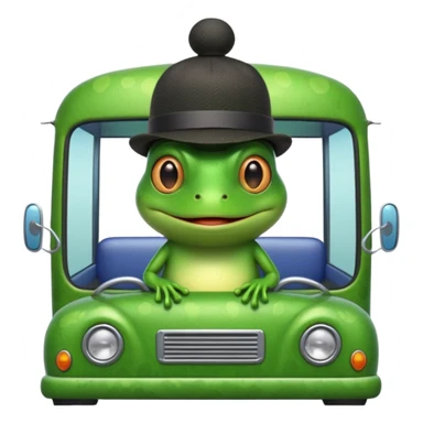 frog riding in a bus sticker