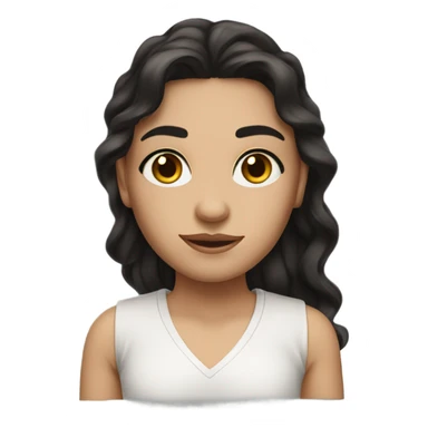 A not-so-brunette girl with long black wavy hair, dark brown eyes and eyelashes sticker