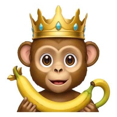 monkey with banana and wearing crown sticker