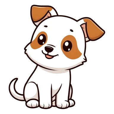 A white dog with brown ears and a cute face  sticker