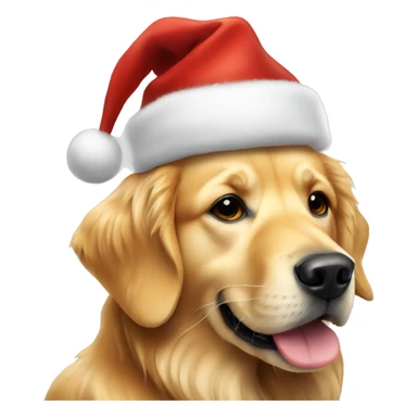 Golden retriever dog wearing a Christmas hat  sticker