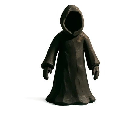 claymation style shadowy figure in a black robe sticker