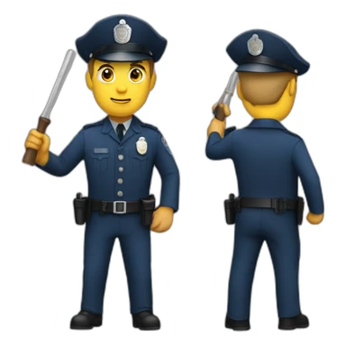 A policeman with a baton in his hand getting ready to strike sticker