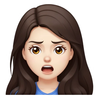 girl with long dark brown hair brown eyes and pale skin having a tantrum sticker