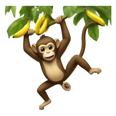 Monkey wearing a banana suit swinging from a tree sticker