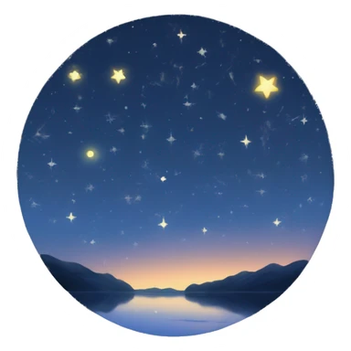 Here’s the description for the last one:  Dreamy Night Sky: 	•	“Starry night sky with constellations, shooting stars, and a soft glow of the moon, seen from a calm lakeside.” sticker