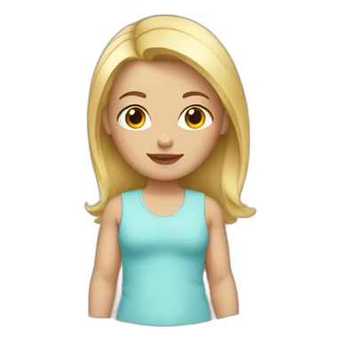 woman with blonde hair and brown eyes and baby sticker