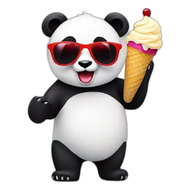 Panda red with sunglasses eating ice cream sticker