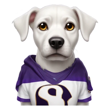 pointy ears White dog in a ravens jersey  sticker
