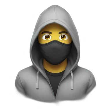 man with hoodie and gaz mask sticker