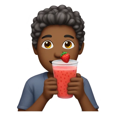 Person drinking strawberry boba sticker
