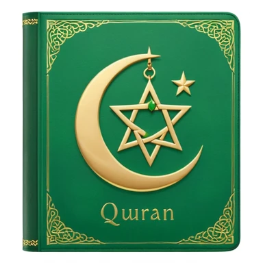 Closed Quran with the Islamic Symbol on it (moon and star) green sticker