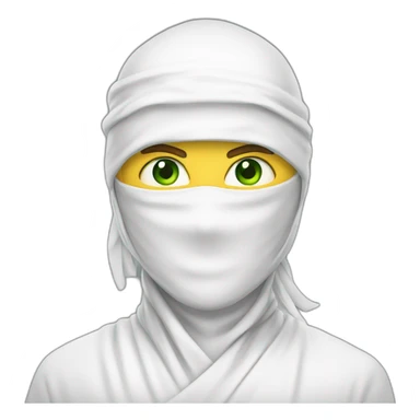 white-ninja-with-a-white-veil-on-his-head,-green-eyes sticker