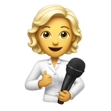 A white hostess is holding a microphone. sticker
