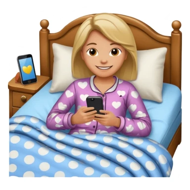 
emoticon of lying in bed and looking at phone sticker