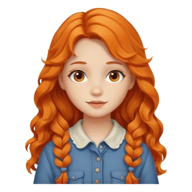 orange wavy long hair girl with wearing cottage core clothes sticker