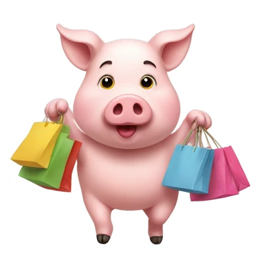 Pig going shopping  sticker