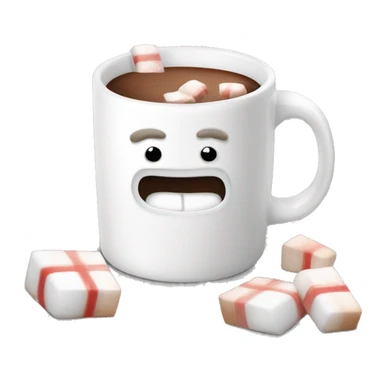 Christmas White mug of hot chocolate with marshmallows  sticker