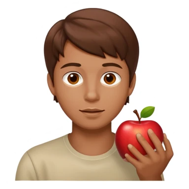 I want you to create an emoji of a SPANISH sergeant,  He should be a young guy with brown hair, brown eyes, his skin color like he’s tan and he’s eating an apple  sticker