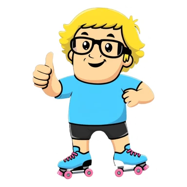 Bruce Vilanch on rollerskates giving two thumbs up sticker