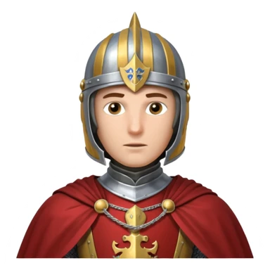 medieval knight horse rider portrait, head and shoulders only, polished steel armor collar, royal cape clasp, helmet partially visible, intense heroic eyes, fantasy medieval vibe, dramatic lighting, 3D cartoon, mobile game icon style, clean background, no text, no watermark
 sticker