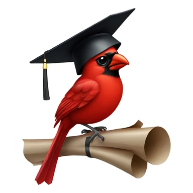 Cardinal wearing a graduation cap sticker