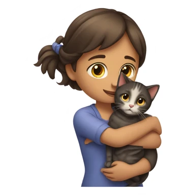 Girl letting a cat sticker
