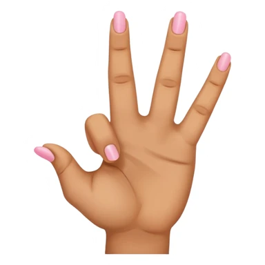 A hand holding index and middle and pinky finger up and ring finger down sticker