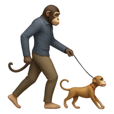 Monkey walking a dog sticker