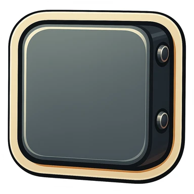 Add metallic rivets only to the visible side edges of the metal slab, leaving the large 1x1 front face completely blank, in retro sticker style. Keep the background transparent. sticker