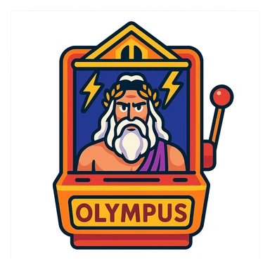 Gates of Olympus slot machine emoji featuring a golden gate, lightning, and Zeus in a vibrant, eye-catching style sticker