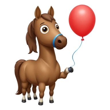 A horse inhaling a balloon sticker