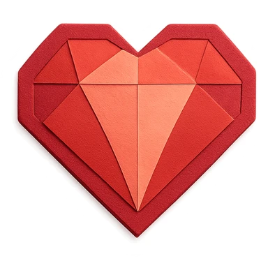 red diamond heart in paper craft style sticker