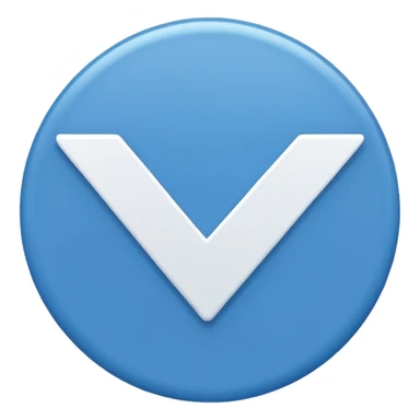 A white right tick symbol on blue circle sticker