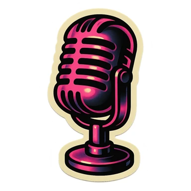 retro sticker style album cover with a stylized microphone, black and pink color scheme, bold outlines, and a pop music theme, inspired by BLACKPINK sticker