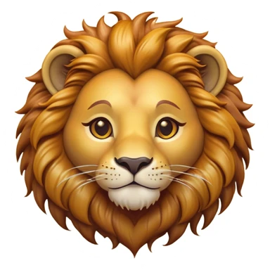 Cinematic Cute Lion Portrait Emoji, Head tilted playfully and inquisitively, featuring a glossy tawny Fur with a lush mane and round, sparkling amber eyes filled with curious mischief, Simplified yet irresistibly adorable features, highly detailed, glowing with a warm, friendly glow, high shine, affectionate and spirited, stylized with a touch of jungle whimsy, bright and endearing, soft glowing outline, capturing the essence of a mischievous yet loving lion, so playful it feels like it could pounce out of the screen and into your arms! sticker