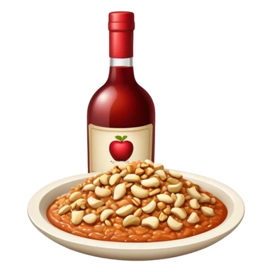 A sauce made of grated apple, diced nuts and wine. It's color should resemble a brick sticker