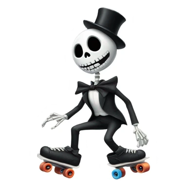 Jack skeleton roller skating sticker