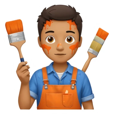 painter in orange overalls sticker