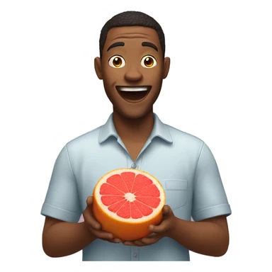 Excited man holding a grapefruit sticker
