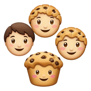 Baking humanless avatar in vibrant style illustration. Pie, cookie, and muffin warm golden tones, simple shapes, flat design, high contrast. sticker